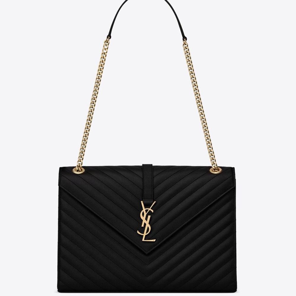 YSL large envelope monogram matelasse leather bag. With Authentication card.